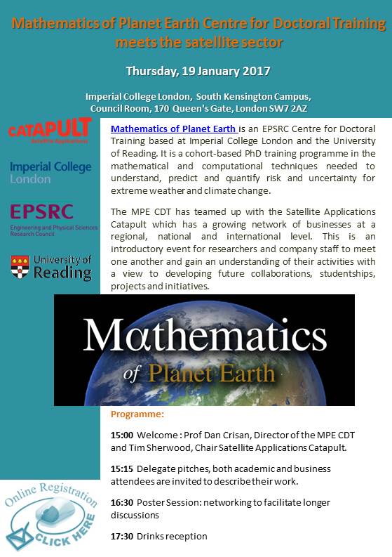 The MPE CDT Meets The Satellite Sector Mathematics Of Planet Earth